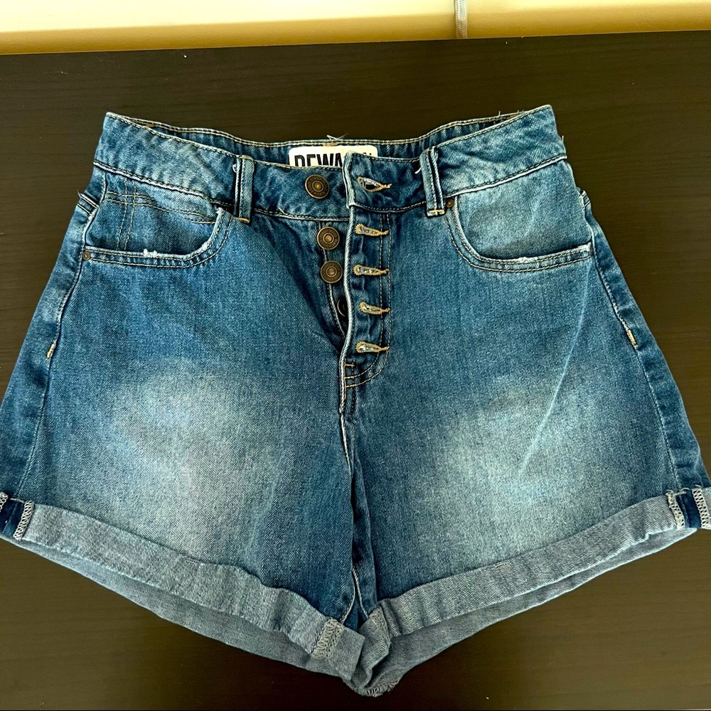 REWASH denim button fly shorts